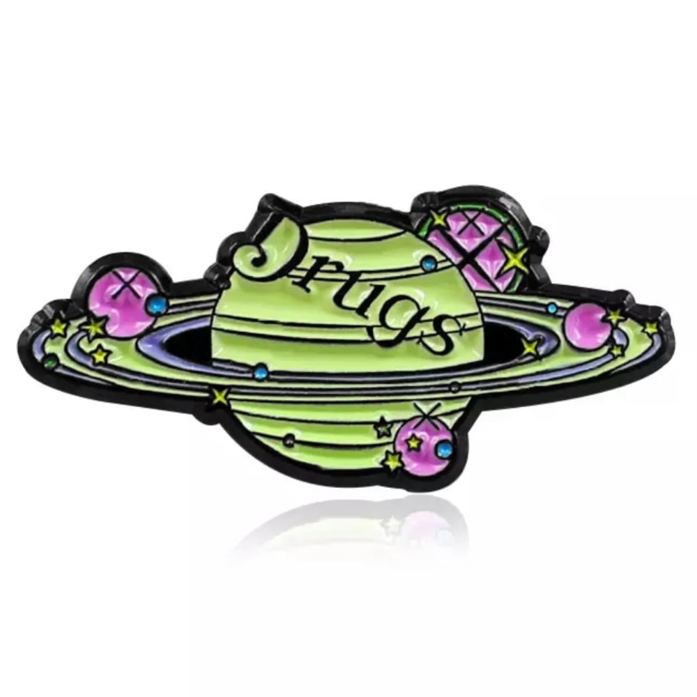 Drugs Planet Enamel Pin 420 Science Student Astronomy Party Personality Badge